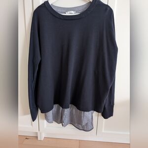 Black Layered-Look Long Sleeve Top